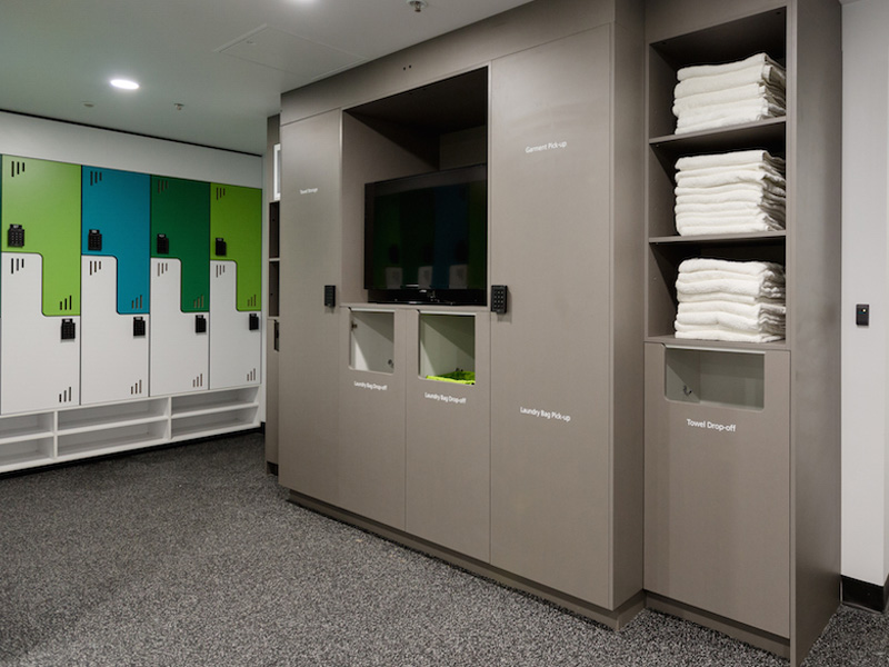 Rubber flooring in changing area