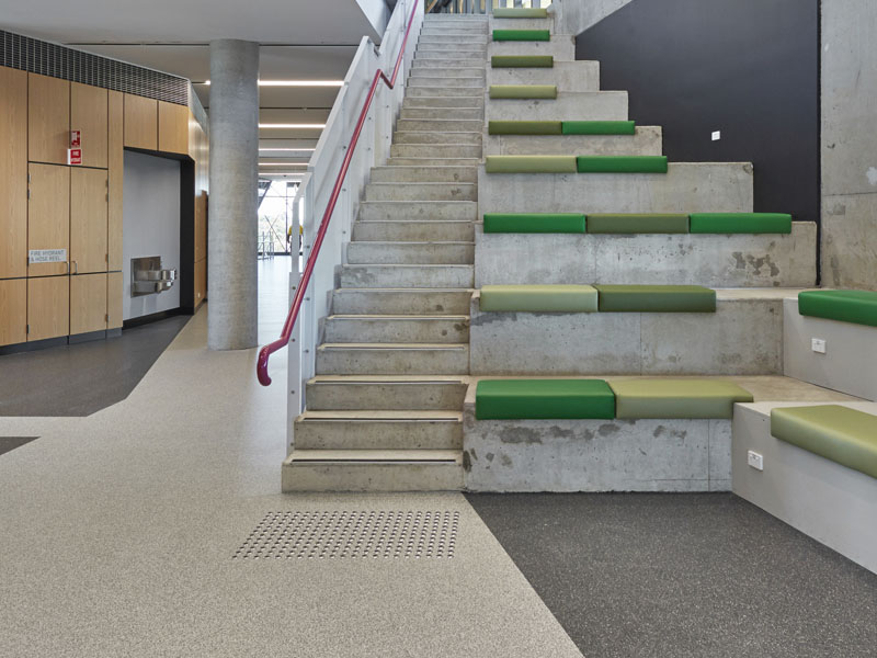 everroll flooring in stairway area of UTS building