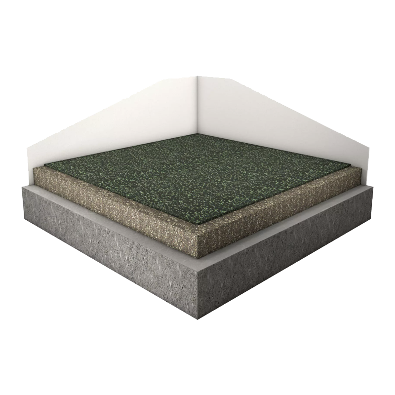 cross-section of REGUPOL sonusfit acoustic flooring system